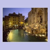 Trevi Fountain at night, Rome, Lazio, Italy postcards
