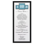 Tri-Monogram Blue Modern Wedding Reception Menu Rack Cards
