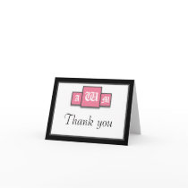 Tri-Monogram Pink Modern Thank You Notecards