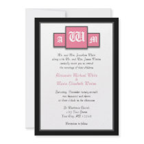 Tri-Monogram Pink Modern Wedding Invitations