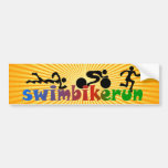TRI Triathlon Swim Bike Run BLACK Bumper Design Bumper Stickers