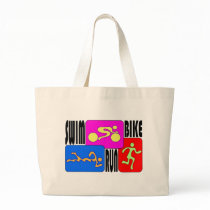 TRI Triathlon Swim Bike Run BRIGHT Square Design Canvas Bags