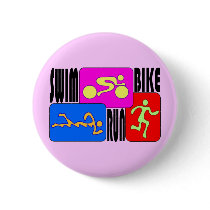 TRI Triathlon Swim Bike Run BRIGHT Square Design