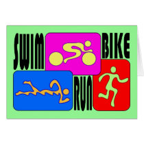 TRI Triathlon Swim Bike Run BRIGHT Square Design