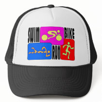TRI Triathlon Swim Bike Run BRIGHT Square Design