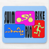 TRI Triathlon Swim Bike Run BRIGHT Square Design
