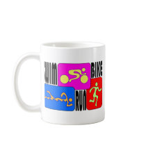 TRI Triathlon Swim Bike Run BRIGHT Square Design Coffee Mug