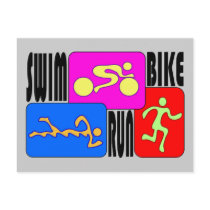 TRI Triathlon Swim Bike Run BRIGHT Square Design