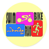 TRI Triathlon Swim Bike Run BRIGHT Square Design
