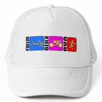 TRI Triathlon Swim Bike Run COLOR Bumper Design Mesh Hat