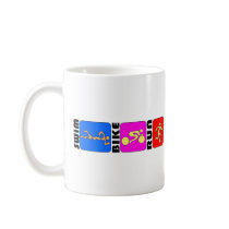 TRI Triathlon Swim Bike Run COLOR Bumper Design Coffee Mugs