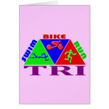 TRI Triathlon Swim Bike Run PYRAMID Design Greeting Card