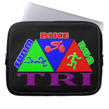 TRI Triathlon Swim Bike Run PYRAMID Design Computer Sleeves