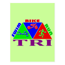 TRI Triathlon Swim Bike Run PYRAMID Design Post Cards