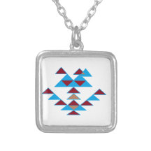 Triangle Bird Design Turquoise and Dark Red Personalized Necklace