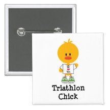 Triathlon Chick Button