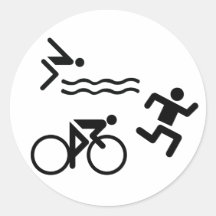 triathlon circle icon round sticker