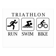 Triathlon run, swim and bike post cards