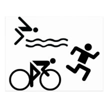 Triatholon - running swimming cycling postcard