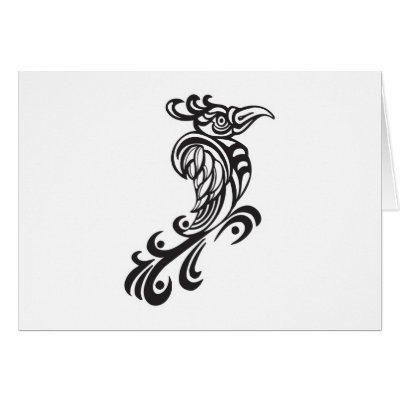 Tribal Bird Tattoo Design Greeting Cards by doonidesigns