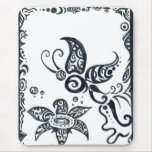 Tribal butterfly in black ink mousepad