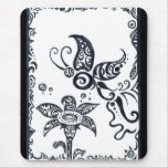 Tribal butterfly in black ink mousepad