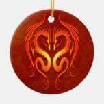 Tribal Dragons, red Christmas Ornament