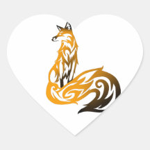 tribal fire fox hartvormige stickers