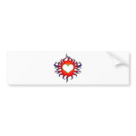 tribal flames heart bumper stickers