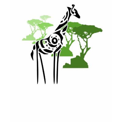 Tribal Giraffe - Green Tshirt by TattooTribes
