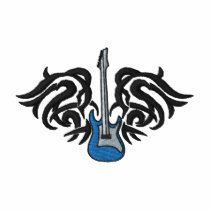 Tribal Guitar Embroidered Polo Shirt