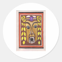 Tribal Mask Round Sticker