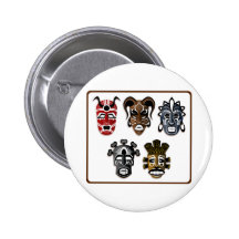 Tribal Masks Pinback Buttons
