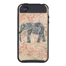 Tribal Paisley Elephant Colorful Henna Pattern iPhone 4/4S Covers