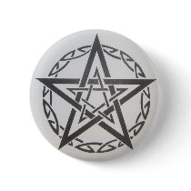 Tribal Pentagram button pin