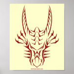 Tribal Red Dragon Head Poster