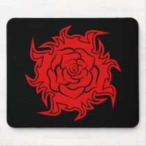 Tribal Rose in Red and Black Mousepad