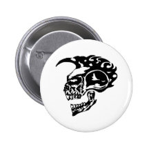Tribal Tattoo Skull w/ Mohawk Button