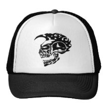 Tribal Tattoo Skull w/ Mohawk Mesh Hat