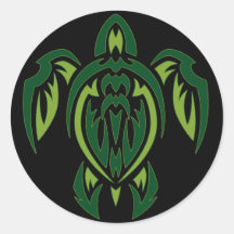 Tribal Turtle Round Stickers