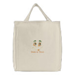 Trick or Treat ghost face embroidered tote bag embroidered bags