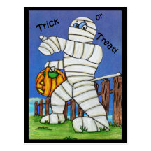 Trick or Treat Mummy Postcard
