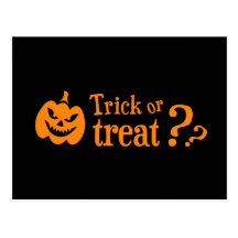 Trick or treat pumpkin Halloween postcard