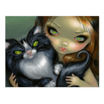 "Tricksy Tuxedo Cat" Postcard