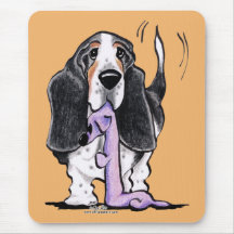 Tricolor Basset Hound Lets Play Mouse Pad