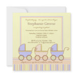 Trio Carriage Triplet Girl Boys Shower Invitation