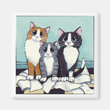Trio of Likely Suspects | Cat Art Magnet