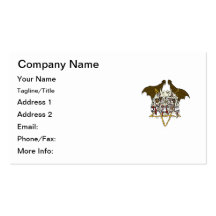 Triple Demon Skull with Bat Wings and Pentacle Business Cards