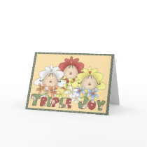 Triple Joy Triplets Greeting Card