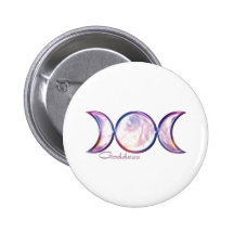 triple moon goddess iridescent pearl pinback button